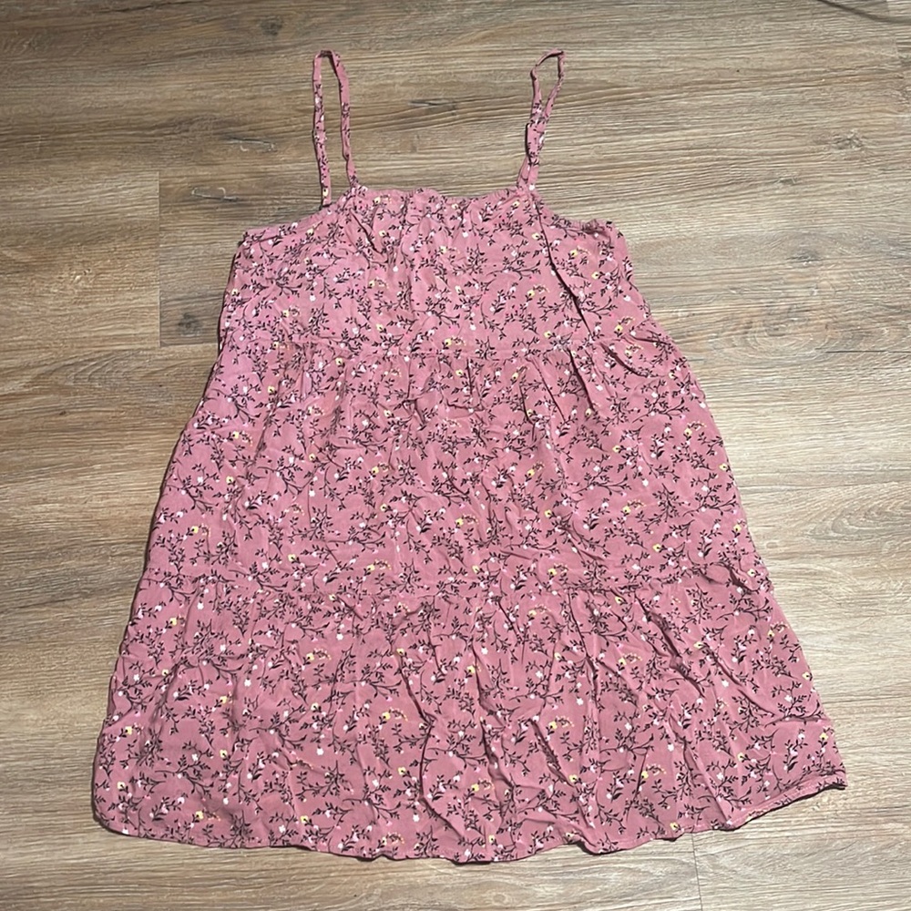 Short Dark Pink Floral Sundress